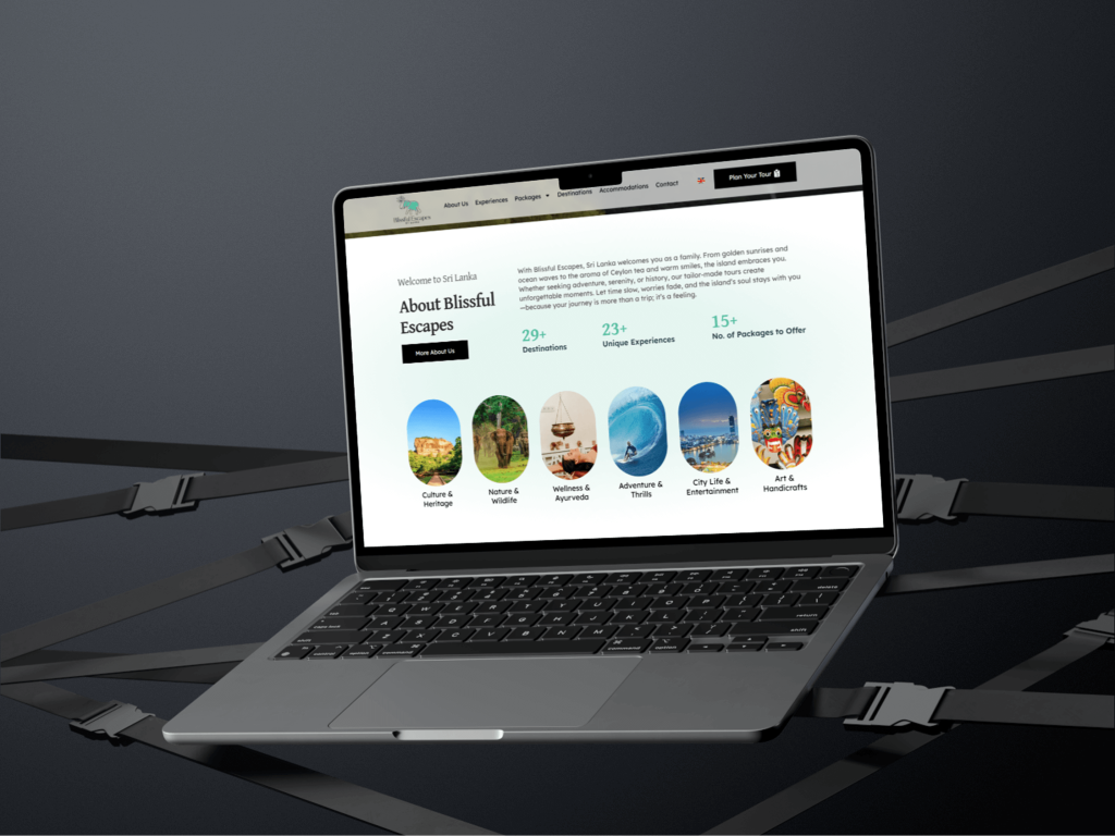 Blissful Escape UI UX Design mockup